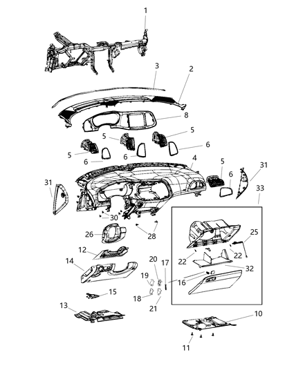 2019 Dodge Challenger Instrument Panel & Structure Diagram