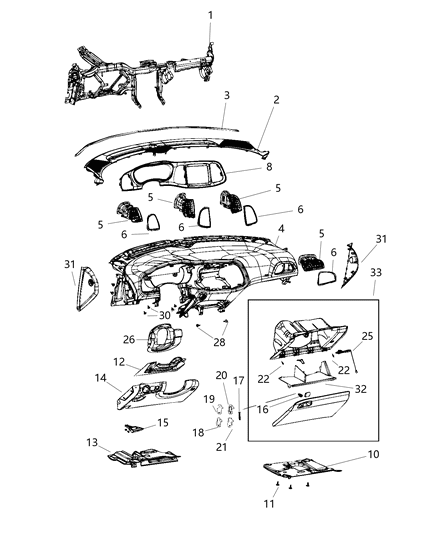 2019 Dodge Challenger Bezel-Instrument Cluster Diagram for 7AD87AAAAA