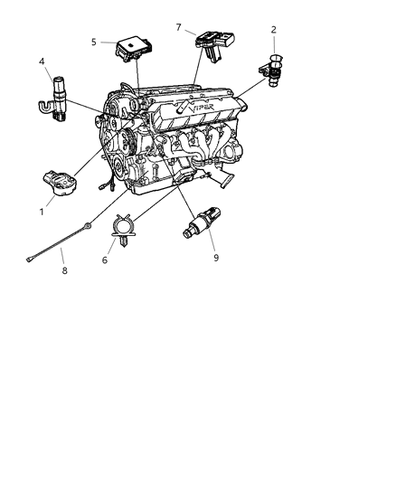 2009 Dodge Viper Sensors - Engine Diagram