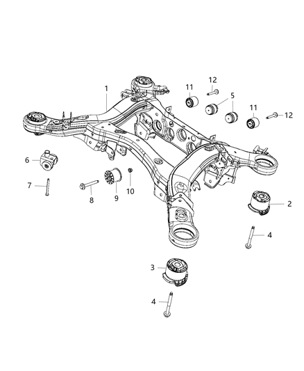 2014 Jeep Grand Cherokee Cradle-Rear Suspension Diagram for 52124640AK