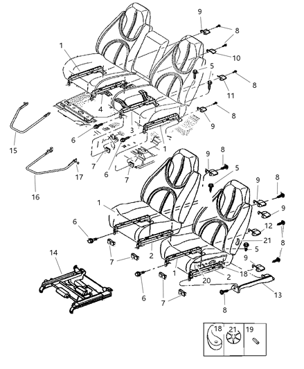1998 Dodge Durango Adjuster & Attaching Parts Diagram