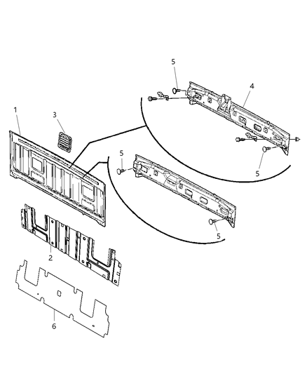 2011 Ram 3500 REINFMNT-Cab Back Diagram for 55372960AA