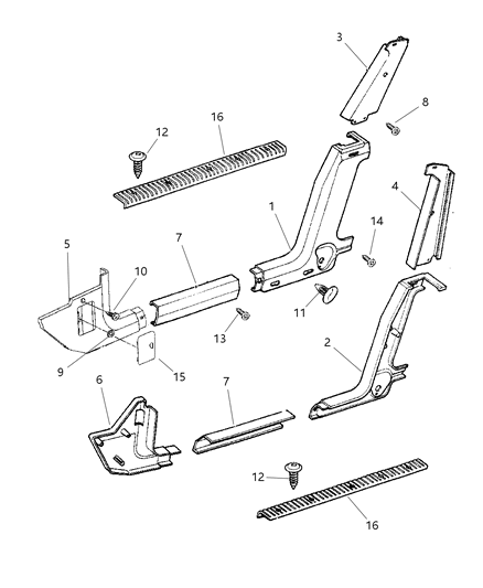 2000 Jeep Cherokee Molding-Lock Pillar Diagram for 5ER17LAZAF