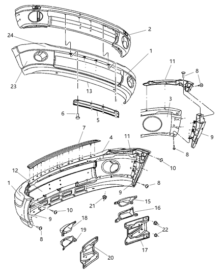 2007 Dodge Ram 1500 Bracket-Bumper Diagram for 55077358AC