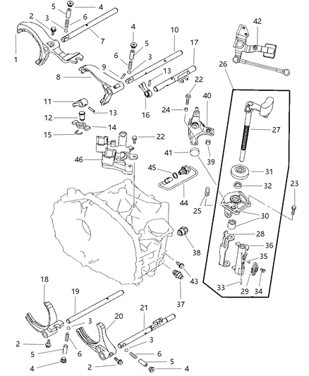 2010 Jeep Patriot Shift Forks & Rails Diagram 1