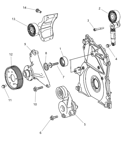 2007 Dodge Sprinter 2500 Belt Tensioner & Pulleys Diagram 2