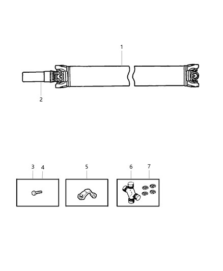 1998 Dodge Ram 3500 Propeller Shaft - Rear Diagram 1