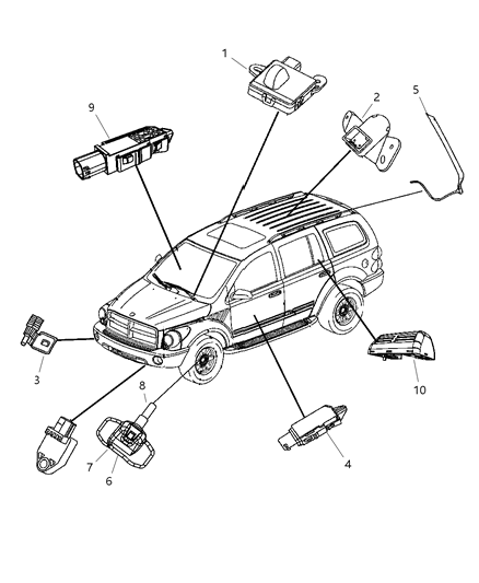 2009 Chrysler Aspen Sensors - Body Diagram