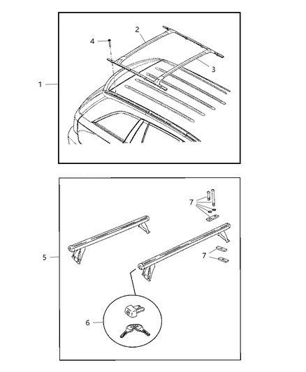 2008 Chrysler Pacifica Hardware-Roof Rack Diagram for 5066452AA