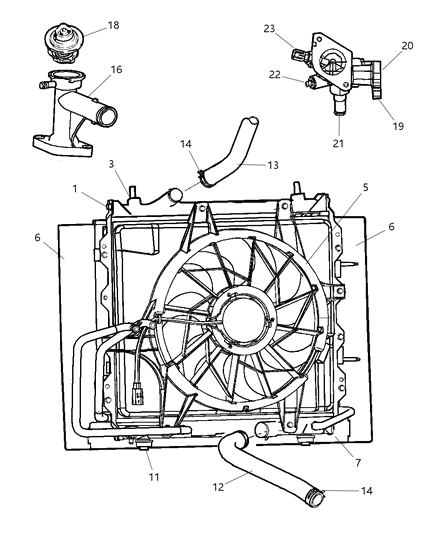 2001 Chrysler PT Cruiser Radiator & Related Parts Diagram