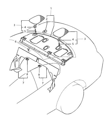 2001 Dodge Stratus Grille-Rear Shelf Speaker Diagram for MR621748