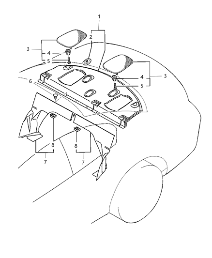 2001 Chrysler Sebring Coupe Rear Shelf Panel Diagram