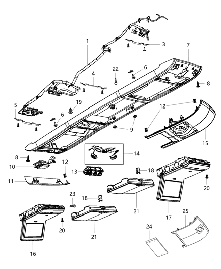 2017 Dodge Grand Caravan Overhead Console Configurable Diagram 2