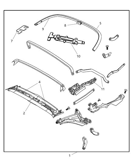 2007 Chrysler Crossfire Soft Top Frame Assembly Diagram