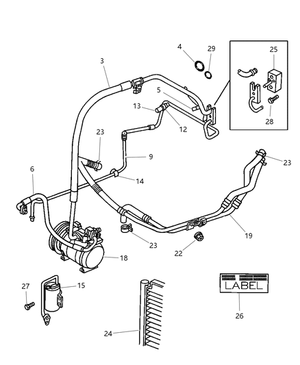 1998 Dodge Grand Caravan Plumbing - Heater & A/C Diagram 1