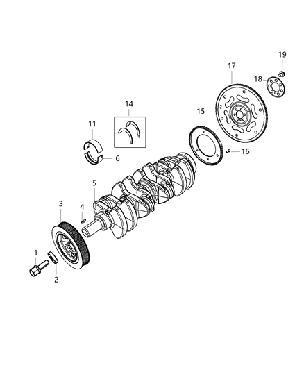 2018 Jeep Compass Crankshaft , Crankshaft Bearings , Damper And Flywheel Diagram 4