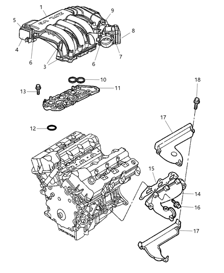 2007 Dodge Magnum Intake & Exhaust Manifold Diagram 1