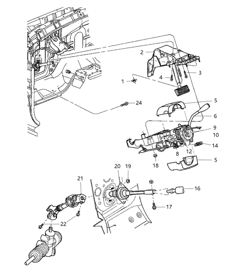 2007 Dodge Dakota Steering Column Intermediat Shaft Diagram for 55351235AB