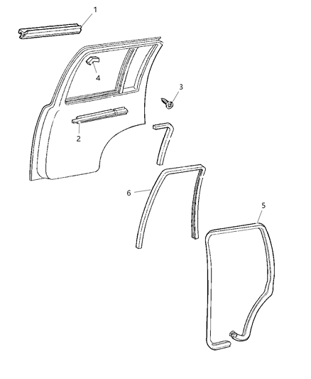 1998 Jeep Grand Cherokee Door, Rear Weatherstrip & Seals Diagram