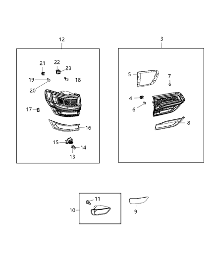 2020 Jeep Grand Cherokee Parts, Tail Lamps Service Diagram