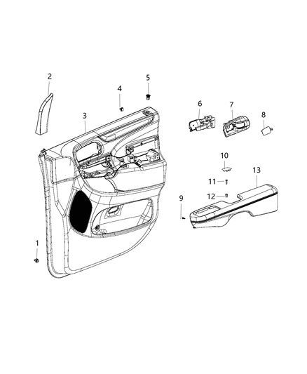 2019 Dodge Grand Caravan Front Door Trim Panel Diagram