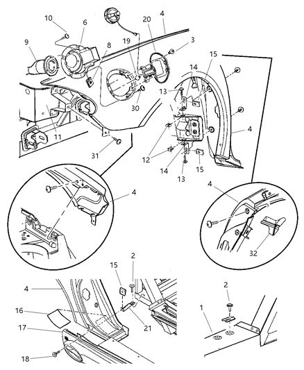2009 Dodge Viper Screw-Fuel Filler Tube Mounting Diagram for 6508699AA