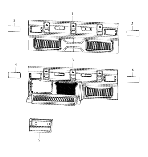 2020 Jeep Gladiator Cab Back Trim Diagram for 6LJ60TX7AC