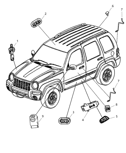 2005 Jeep Liberty Switch-Door Lock Diagram for 56010695AA