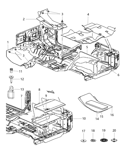 2017 Jeep Wrangler Carpet Diagram