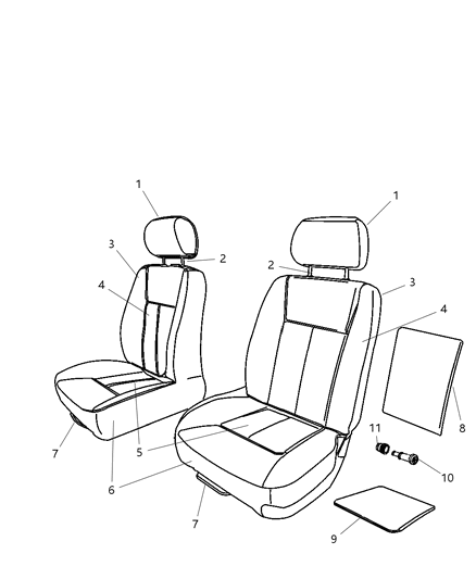 2011 Ram Dakota Front Seat Cushion Cover Diagram for 1JL371J3AA