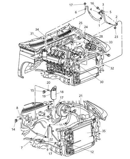 2002 Dodge Durango Plumbing - Front HEVAC Diagram 1