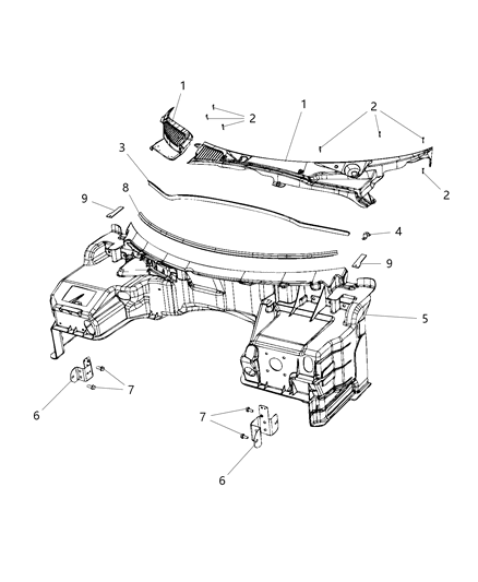 2014 Dodge Viper WEATHERSTRIP-Hood To COWL Diagram for 4865985AB