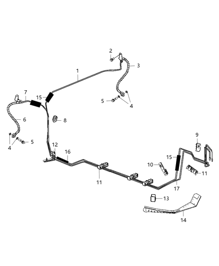 2013 Dodge Challenger Brake Tubes, Rear Diagram