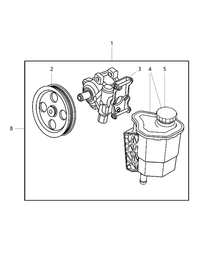 2002 Dodge Ram 1500 Power Steering Pump, Pulley & Mounting Diagram 2