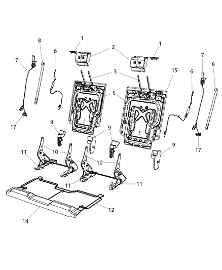 2009 Dodge Journey Support-Rear Seat Diagram for 68039196AA