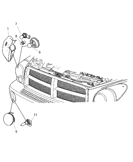 2005 Dodge Durango Fog Lamp Diagram for 55077470AA