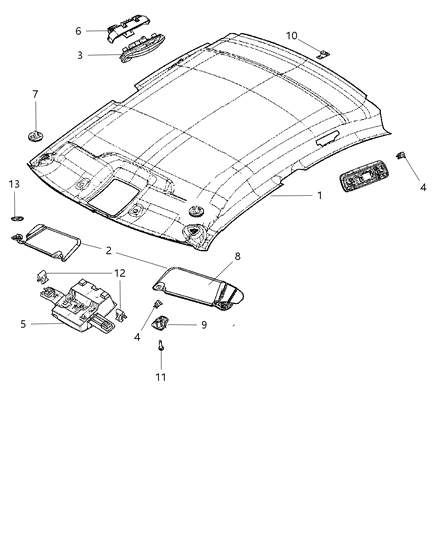 2011 Chrysler 300 HEADLINER-Overhead Console Diagram for 68092620AA