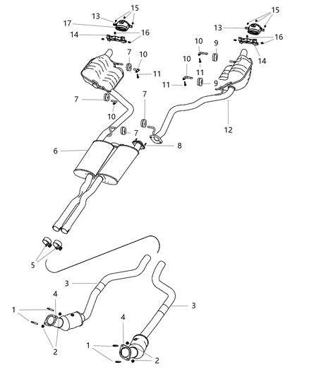 2012 Chrysler 300 Exhaust Muffler And Resonator Diagram for 68057454AC