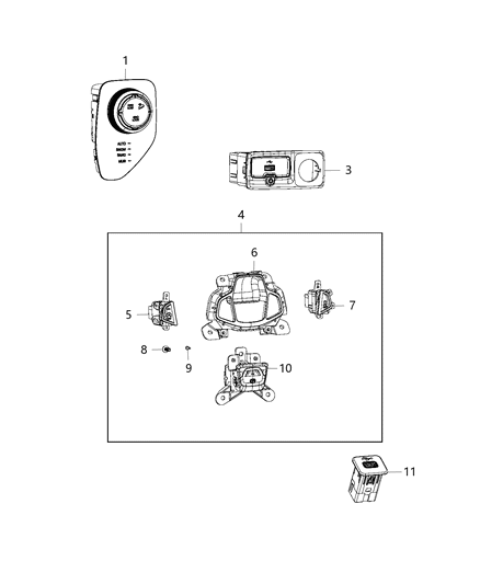 2019 Jeep Renegade Console Switch Diagram for 6VN32LXHAA