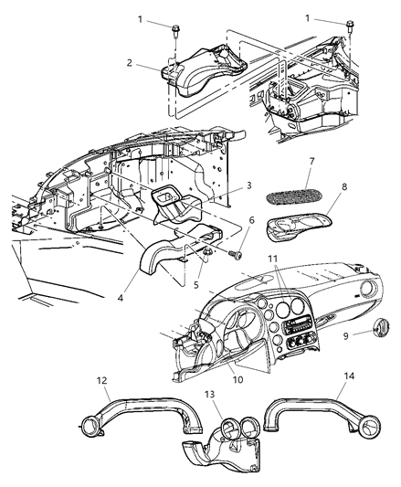 2004 Dodge Viper Vents & Outlets Diagram