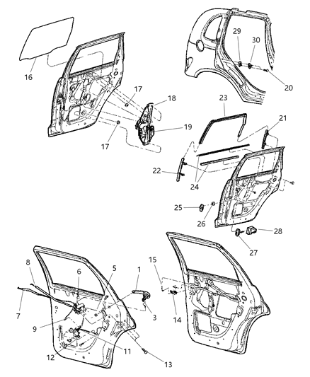 2004 Chrysler PT Cruiser Door, Rear Diagram 1