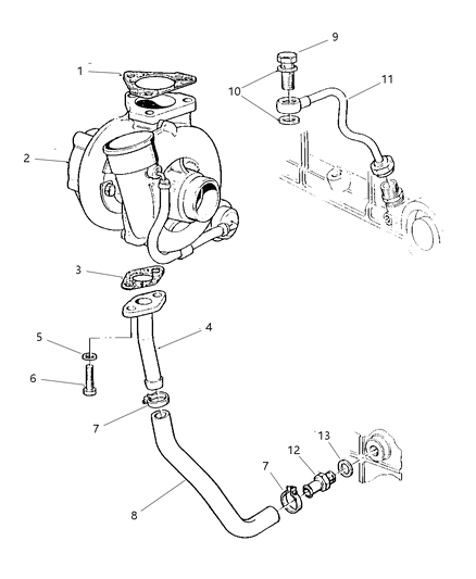 1998 Jeep Cherokee Gasket-TURBOCHARGER To Manifold Diagram for 4720203AB