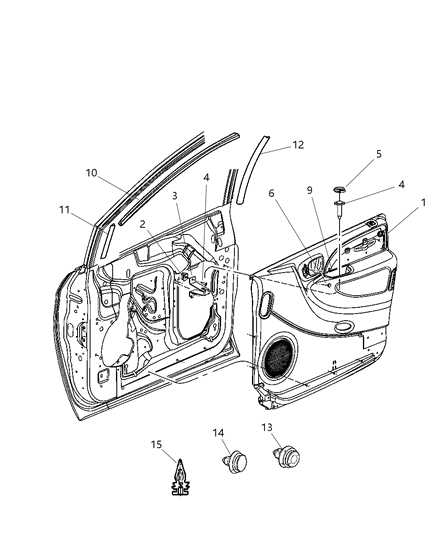 2001 Dodge Caravan Door Panel - Front Diagram