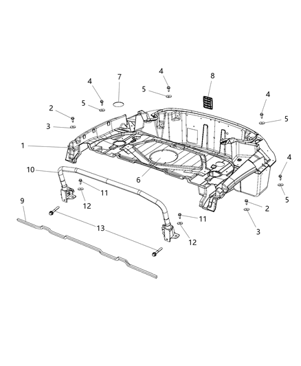 2016 Dodge Viper Floor Pan Trunk & Sport Bar Diagram