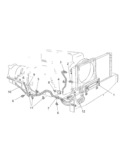 1997 Jeep Cherokee Transmission Oil Cooler & Lines Diagram 2