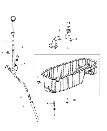 2013 Dodge Dart Engine Oil Pan & Engine Oil Level Indicator & Related Parts Diagram 1