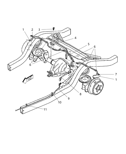 2006 Jeep Wrangler Brake Lines & Hoses, Rear Diagram 1