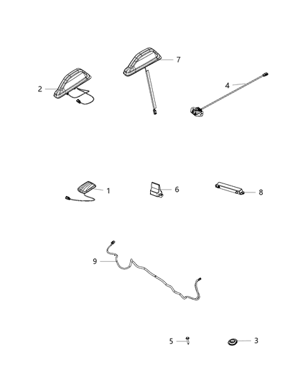 2020 Ram 3500 Cab Chassis Antenna, Radio, Satellite, GPS and Cellular Diagram