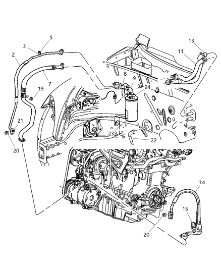 2003 Chrysler PT Cruiser Plumbing - A/C & Heater Diagram 3