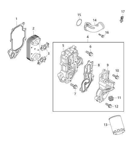 2014 Ram ProMaster 2500 Engine Oil Filter & Housing , Adapter / Cooler Diagram 1